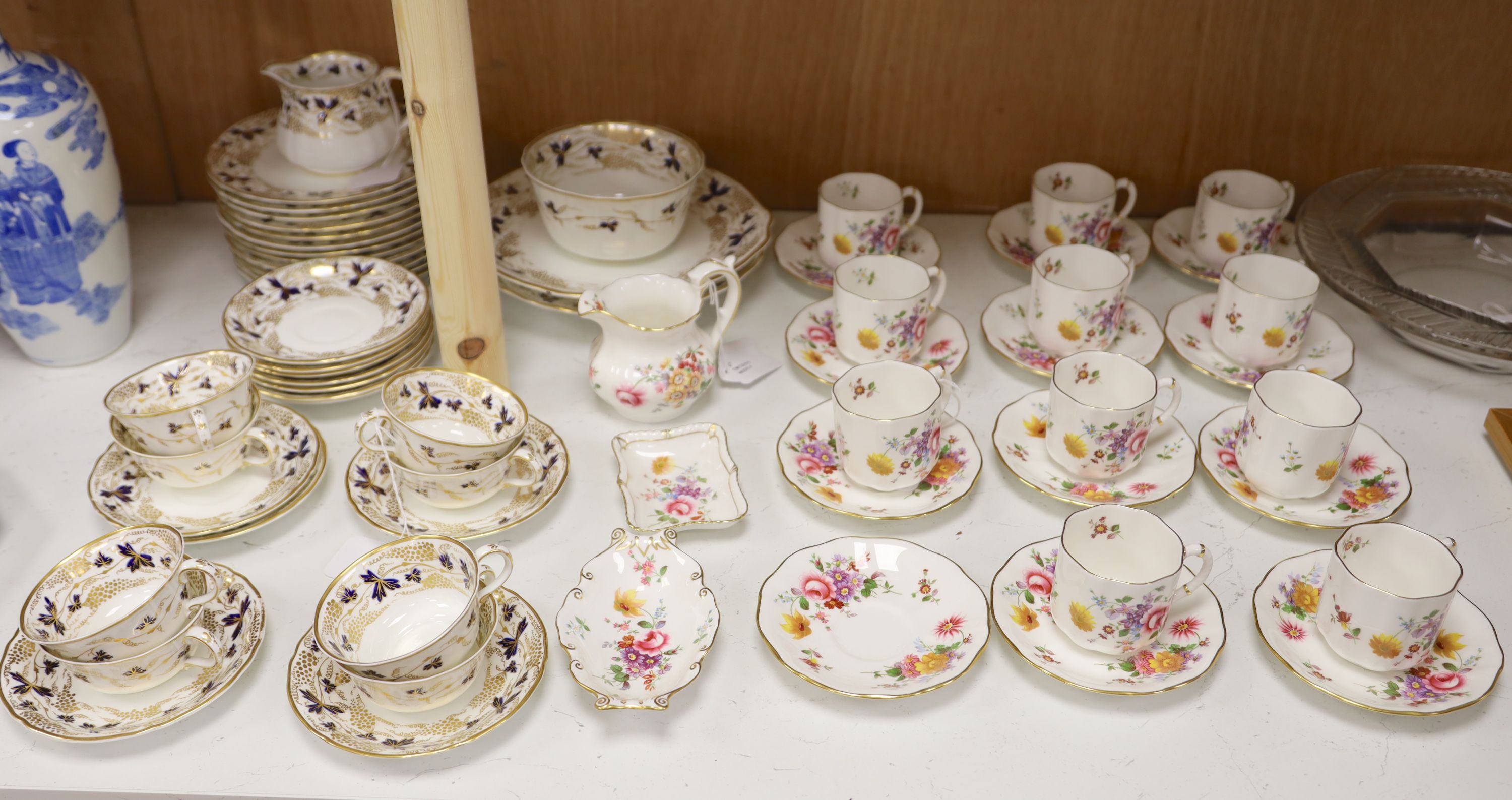 A Royal Crown Derby Derby Posies part coffee service (30 pieces) and a Royal Crown Derby Fruiting Vine pattern tea service